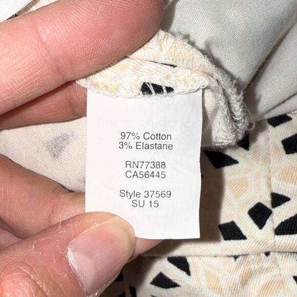 J. Crew Womens Chino Shorts Size 10 Stretch Tan Black Floral Medallion Print - Picture 6 of 8